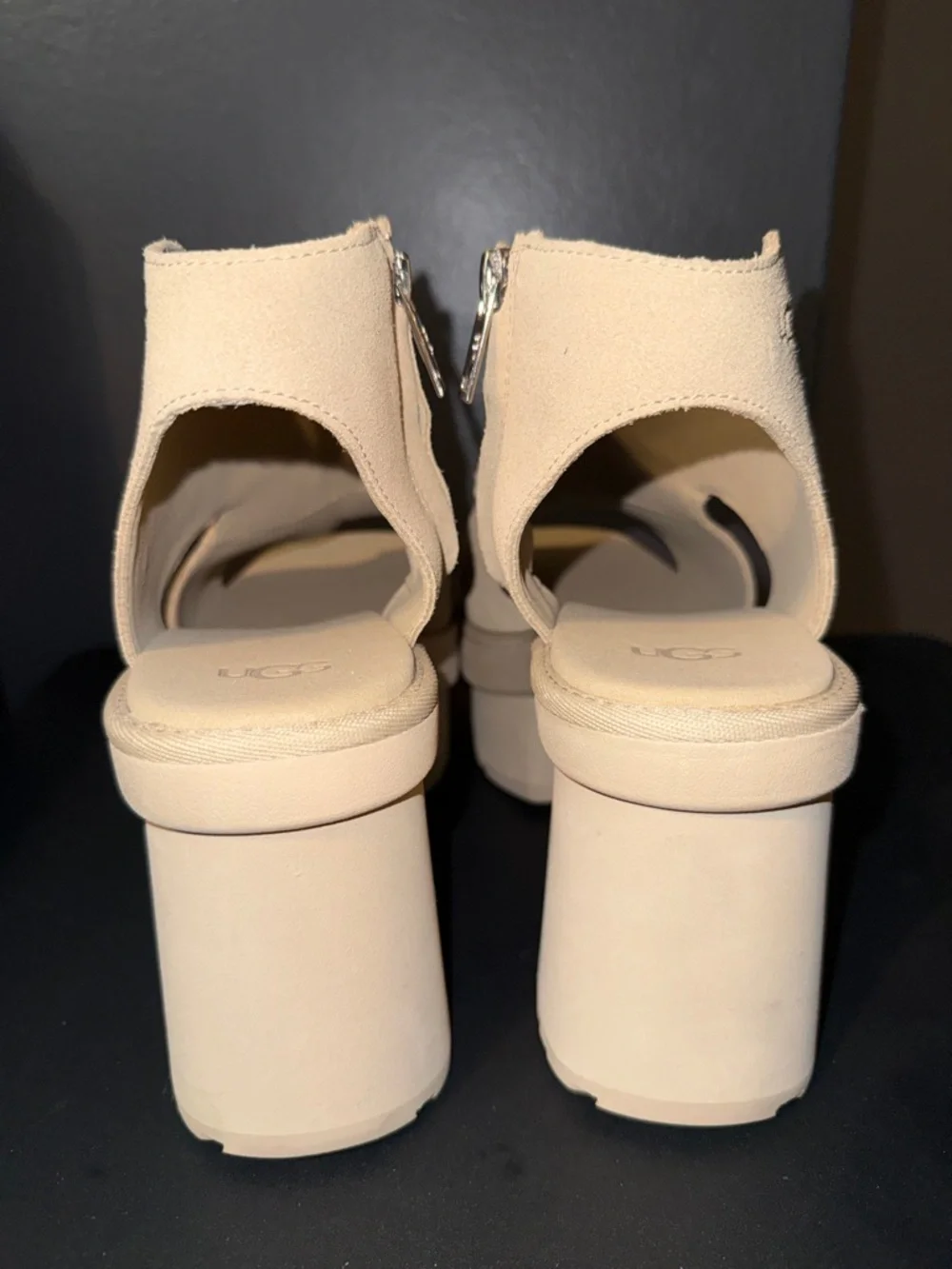 UGG New Heights Women's Tan Platform Sandal Heels 10 ( or 11 Fits Big)